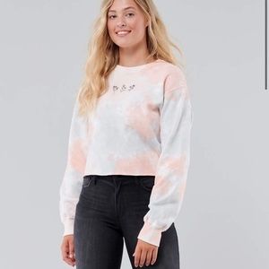 Hollister Tie Dye Crop Boyfriend Crewneck